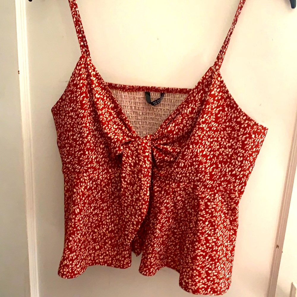 Shein Ditsi Floral Self Tie Cami Peplum Top